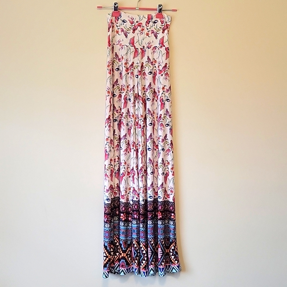 Parrot Print Wide Leg Pants